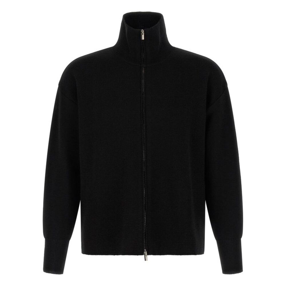 MA'RY'YA Black Virgin Wool Men's Cardigan